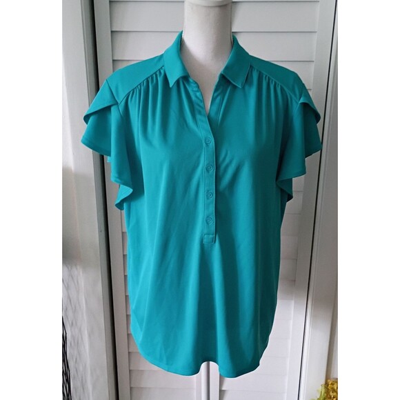 Chico's women's flutter short sleeve collared blouse XXL - Picture 1 of 8